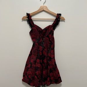 Elegant Black and Red Paisley Dress